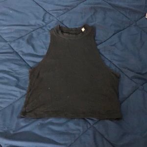 High neck black crop top